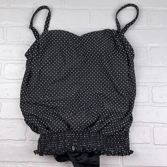 Miraclesuit 1pc Swimsuit Women 8‎ Black White Polka Dot Blouson Pad Bra VTG - Picture 1 of 10